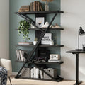 Industrial Book shelf Five Tier Solid Oak Wood Metal