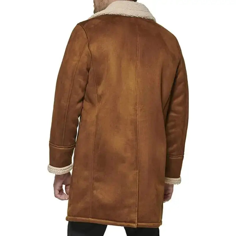 Men’s Tan Brown Suede Shearling Coat
